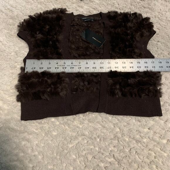 NWT BCBG Maxazria Mahogany Rabbit Wool Bolero Jacket Sweater Cardigan Large - Picture 6 of 8